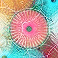 blue pink pastel spiral hearts pattern pinwheel circle abstract illustration Royalty Free Stock Photo