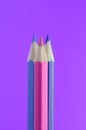 Blue and Pink Pencils on Purple Background Royalty Free Stock Photo