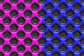 Blue and pink plastic with holes