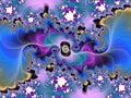 Blue pink purple forms decorative abstract fractal, flower design, leaves, background Royalty Free Stock Photo