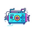 Vector of a vintage radio with colorful pipes Royalty Free Stock Photo
