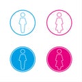 Blue and pink round wc symbols, man and woman icon, restroom Royalty Free Stock Photo