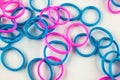 Blue and pink rubber bands Royalty Free Stock Photo