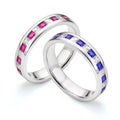 Blue and Pink Sapphire Diamond Eternity Rings