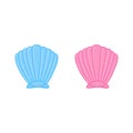 Blue and pink seashell, mussels vector