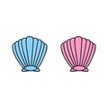 Blue and pink seashell, mussels vector