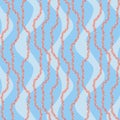 Blue pink seaweed alga for textile design seamless pattern, illustration