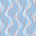 Blue pink seaweed alga for textile design seamless pattern, vector illustration