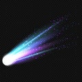 Blue and Pink Shine Comet with Spark Trail on Transparent Background Vector Radiant Meteor