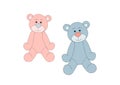 Blue and pink teddy bears