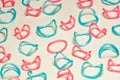 Blue and pink thin rubber bands for hair on a light background Royalty Free Stock Photo
