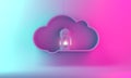 Blue pink violet gradient Arabic lantern and the hanging cloud shelf rack copy space text. Royalty Free Stock Photo