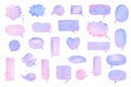 Blue and pink watercolor speech bubbles,pastel soft colors call out shapes isolated on white Royalty Free Stock Photo