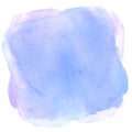 Blue pink watercolor square splash background. Abstract hand drawn paint textured blot stain spot blob isolated on white Royalty Free Stock Photo