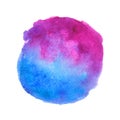 Blue and pink watercolor stain Purple gradient circle wash Royalty Free Stock Photo