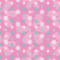 Blue pink and white flowers background