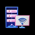 Blue And Pink Wifi Connect Computer For Server Connection 3D Rendering Black