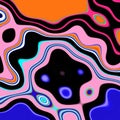 Blue pink yellow green purple black fluid waves geometries. Forms and fluid lines background Royalty Free Stock Photo