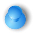 Blue pinned thumb tack mockup. Realistic push pin