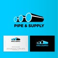 Blue pipes Logo & Branding Identity. Corporate logo design template. Isolated on blue white background.