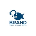 Blue Piranha logo. Flat logo design.