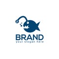 Blue Piranha logo. Flat logo design. Illustration chasing the dollar or wealth