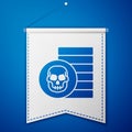 Blue Pirate coin icon isolated on blue background. White pennant template. Vector