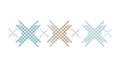 Blue Pixel Art Cross Stitch Patterns Set, vector design Generative AI Royalty Free Stock Photo