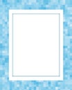 Blue pixel decorative frame border.