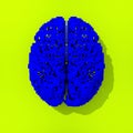 Blue pixelated low poly brain drawing