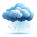 Blue Pixelated Rain Cloud with Falling Digital Data on White Background Royalty Free Stock Photo