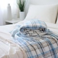 Blue Plaid Throw Blanket: Machine Washable And Stylish Royalty Free Stock Photo