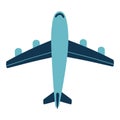 Blue plane. Hand drawn vector illustration. Airplane transport isolated on white background. Single image in flat style Royalty Free Stock Photo