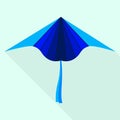 Blue plane kite icon, flat style Royalty Free Stock Photo