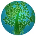 Blue Planet with Abstract Eco Tree Silhouette Royalty Free Stock Photo
