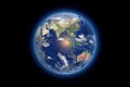 Blue Planet Earth Globe View from Space. Elements of this image furnished by NASA. 3d Rendering Royalty Free Stock Photo