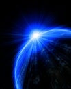 Blue planet earth in outer space Royalty Free Stock Photo