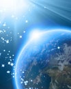 Blue planet earth in outer space Royalty Free Stock Photo