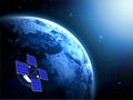 Blue planet earth and satellite in space Royalty Free Stock Photo