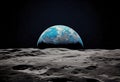 Blue planet earth seen from the surface moon Royalty Free Stock Photo