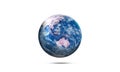 Blue Planet Earth Showing Australia Continent. 3D Render Global Sphere Map isolated on white Background