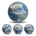 Blue planet Earth and three smaller globes. Highly realistic illustration Royalty Free Stock Photo