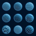 Blue planet icons set. Royalty Free Stock Photo