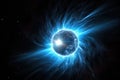 Blue planet in space with stars and nebula. 3D rendering, Magnetar neutron star in deep space, Ai Generated, Ai Generated