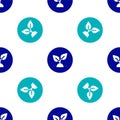 Blue Plant based icon isolated seamless pattern on white background. Vector Royalty Free Stock Photo