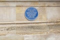 The world`s first ATM. Blue plaque on the Enfield Barclays commemorating the world`s first cash machine.