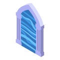 Blue plasm portal door icon isometric vector. Rock glow fairy Royalty Free Stock Photo