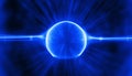 Blue Plasma Charge Sphere with Horizontal Rays Royalty Free Stock Photo