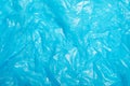 Blue Plastic Bag, Crumpled Cellophane Texture Background