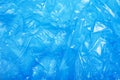 Blue Plastic Bag, Crumpled Cellophane Texture Background Royalty Free Stock Photo
